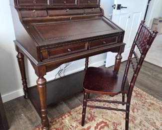 Beautiful Coaster Fine Furniture Secretary Desk with Chair, Drop-Front Writing Surface & Storage in Cherry Finish