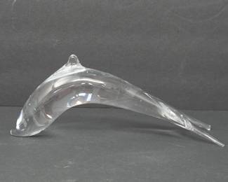 Kosta Boda Art Glass Dolphin Sculpture Signed 97450 Hopi Swedish Crystal Figure