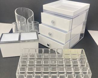  - BINO Lipstick Organizer Clear Acrylic Makeup Storage Cosmetic Holder 3 Drawer Box