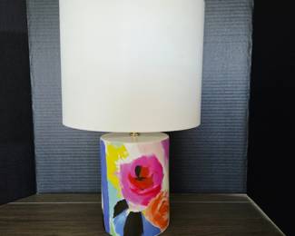Kate Spade Colorful 18" Floral Ceramic Table Lamp with Drum Shade (2 Available)