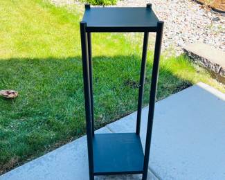  Modern Black Metal Two-Tier Pedestal Plant Stand or Accent Table