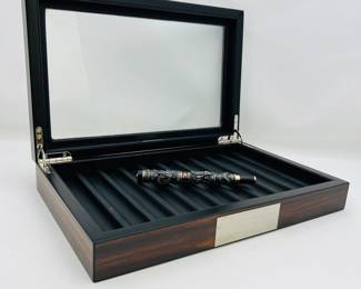 -Lifomenz Co. Glass Display Case + Dragon Fountain Pen with 18K Gold-Plated Jinhao Nib 