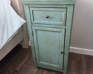 Green Wood Nightstand End Table with Drawer Cabinet Storage Farmhouse Cottage Style