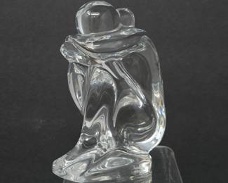 Lalique Crystal Frosted Embracing Couple Sculpture Nude Man Woman Figurine Lalique Paris 5.5"