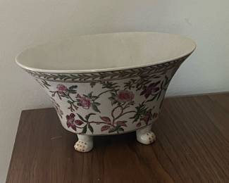 Vintage Chinese Porcelain Planter with Floral Motif and Paw Feet