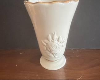Lenox Masterpiece Collection Vase with Embossed Floral Design and Gold Rim