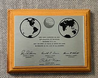 Apollo 17 Mission Commemorative Plaque Signed by Crew and President Nixon