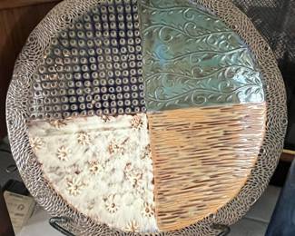 Decorative Ceramic Charger Plate with Mixed Textures