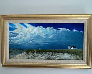 Coastal Lighthouse and Dune Landscape Oil Painting by Eric K.