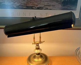 Vintage Brass Banker's Lamp with Black Shade