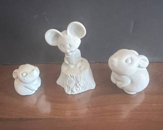 Hallmark "Little Gallery" 1975 Bisque Porcelain Mouse Figurines Set