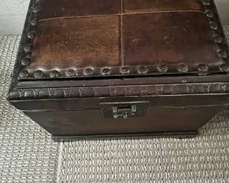 Antique Leather and Metal Bound Chest