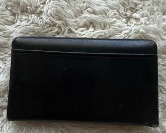 Black Leather Bifold Wallet with Gold Clasp