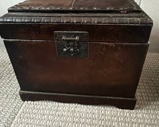 Antique Leather and Metal Bound Chest
