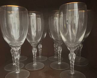 Vintage Lenox Monroe Gold Trim Wine Glasses with Twisted Stems