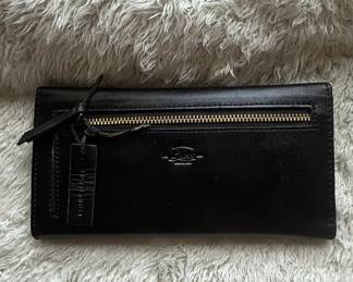 Coach Black Leather Zip Around Wallet