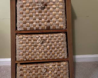 3-Drawer Woven Basket Storage Cabinet