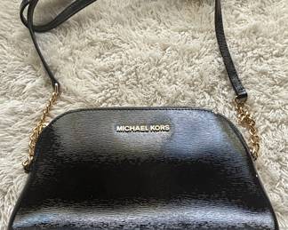 Michael Kors Cindy Dome Black Patent Leather Crossbody Bag