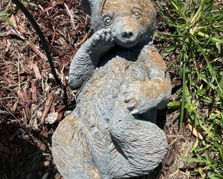 Stone Bear Cub Garden Statue