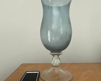 Blown Glass Hurricane Vase - Blue-Gray