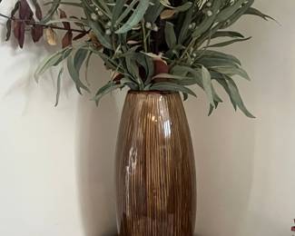 Ribbed Bronze Ceramic Vase