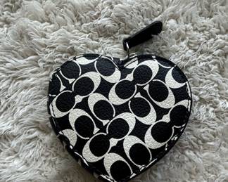 Coach Signature C Canvas Heart Coin Purse