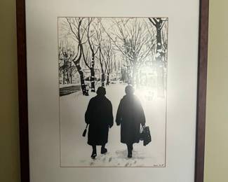 Two Women Walking in Snow