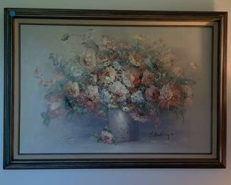 Floral Still Life Painting by P. Keeling (Pegaret Keeling)