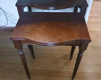 (2) Bombay Company Wooden Nesting Tables with Classic Fluted Legs
