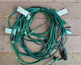 Green and Black Extension Cords (4)