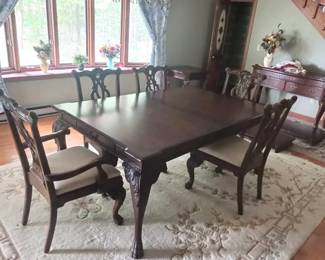 (7) Hooker Furniture Mahogany Grand Carved Table & Chairs