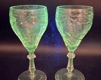 (2) Bristol Blown Glass Port Wine Stemware by Rock Sharpe
