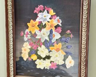 B. Lame Signed Floral Painting