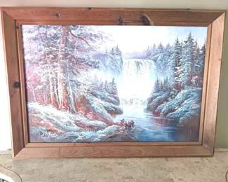 41” Oil on Canvas Winter Landscape Signed L. Taffa