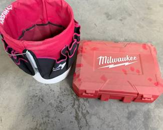 Milwaukee And Husky Tool Storage Box And Bucket