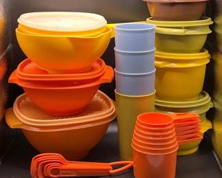 Colorful Collection of Vintage Tupperware Servalier and Seal N Serv Containers