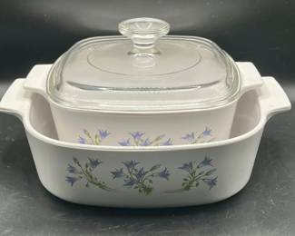 (2) CorningWare Casserole Dishes in Vintage Discontinued "Blue Dusk" Pattern