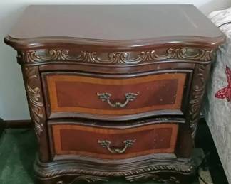 Wooden Nightstand with Two Drawers
