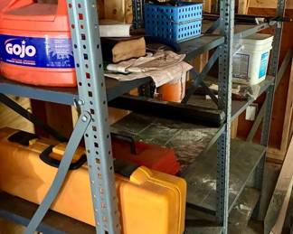 Double Set of Metal Shelves with Contents