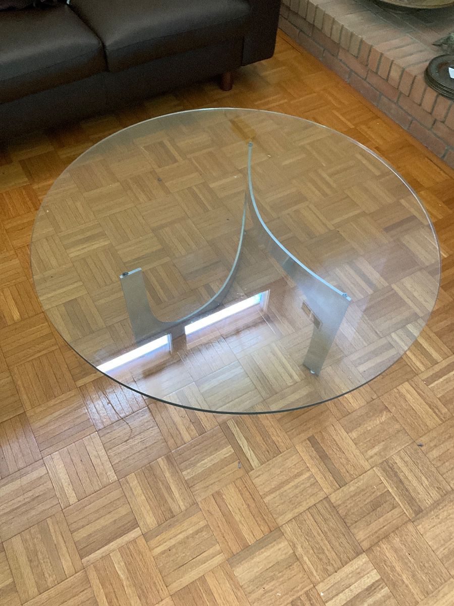 Knut Hesterberg mid century glass and aluminum coffee table