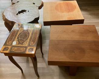 MCM tables, Italian music box table, driftwood table