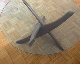 Teak stand with glass top