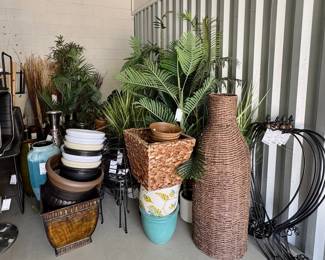 Decorative pots, baskets, ironwork and more. (sample of a tiny bit of what will be available)