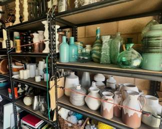 Glass and ceramic vases, pots, bowls, candle holders, decorative items and more