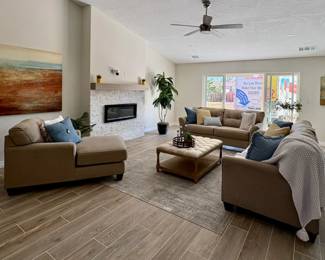 Sofas and Living Room Sets, Coffee Tables, wall art, plants and decor