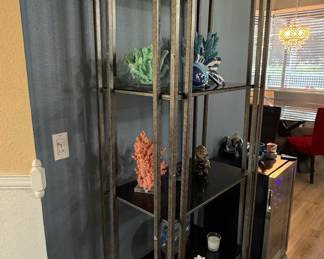 Art Deco Style Metal and Glass Etagere or Bookshelf