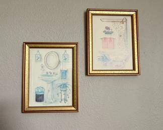 Peggy Abrams Signed Bathroom Prints Set of