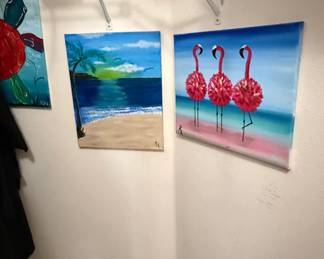 Assorted Womens Clothing and Tropical Themed Wall Art with Flamingos second image