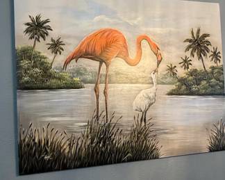 Flamingo and Egret Painting