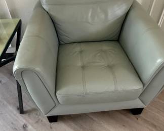 Light Blue Leather Accent Chair